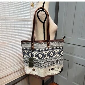 Myra The Dove Tote Bag - Hairon - canvas - leather